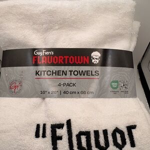 Guy Fieri's Flavortown Cotton Kitchen Towels 4-Pack White 16x26in Machine Washa…